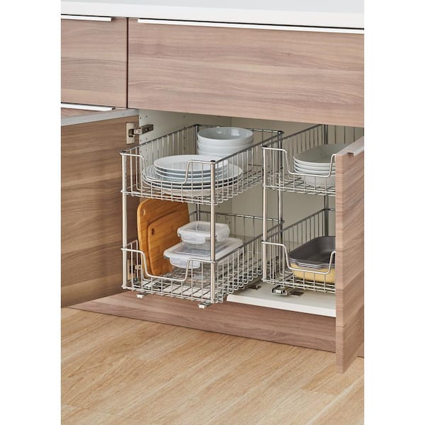 3 X Pull out Wire Basket Chrome Kitchen - Bedroom Drawer Storage (500 or  600mm)