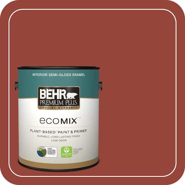 1 gal. #PPU2-17 Morocco Red Semi-Gloss Enamel EcoMix Plant-Based Interior Paint & Primer