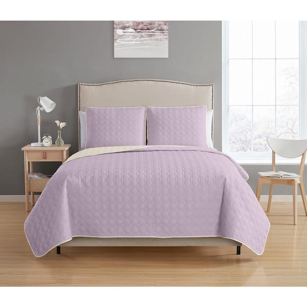 Unbranded Bethany Reversible 2-Piece Lavender/Cream Twin Quilt Set