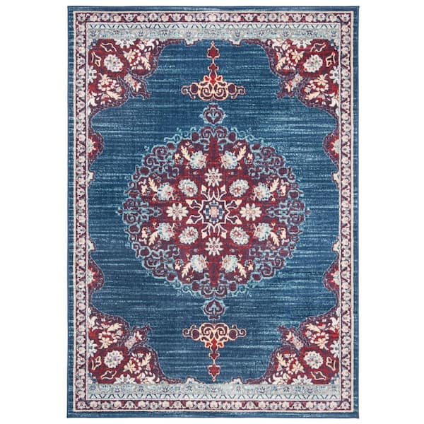 SAFAVIEH Brentwood Navy/Burgundy 5 ft. x 8 ft. Border Area Rug