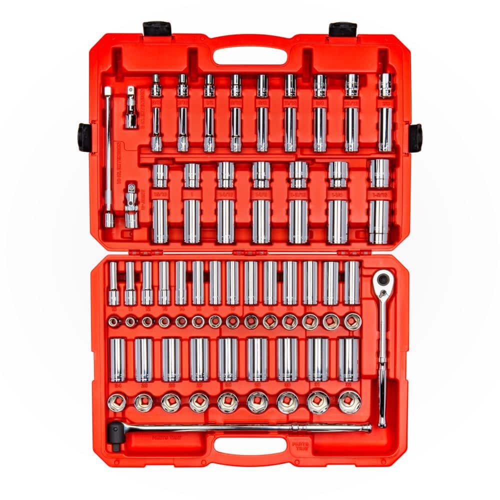TEKTON 1/2 in. Drive 6-Point Socket and Ratchet Set (84-Piece, 3/8
