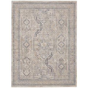 Lynx Ivory/Grey/Blue 12 ft. x 16 ft. All-Over Design Transitional Area Rug