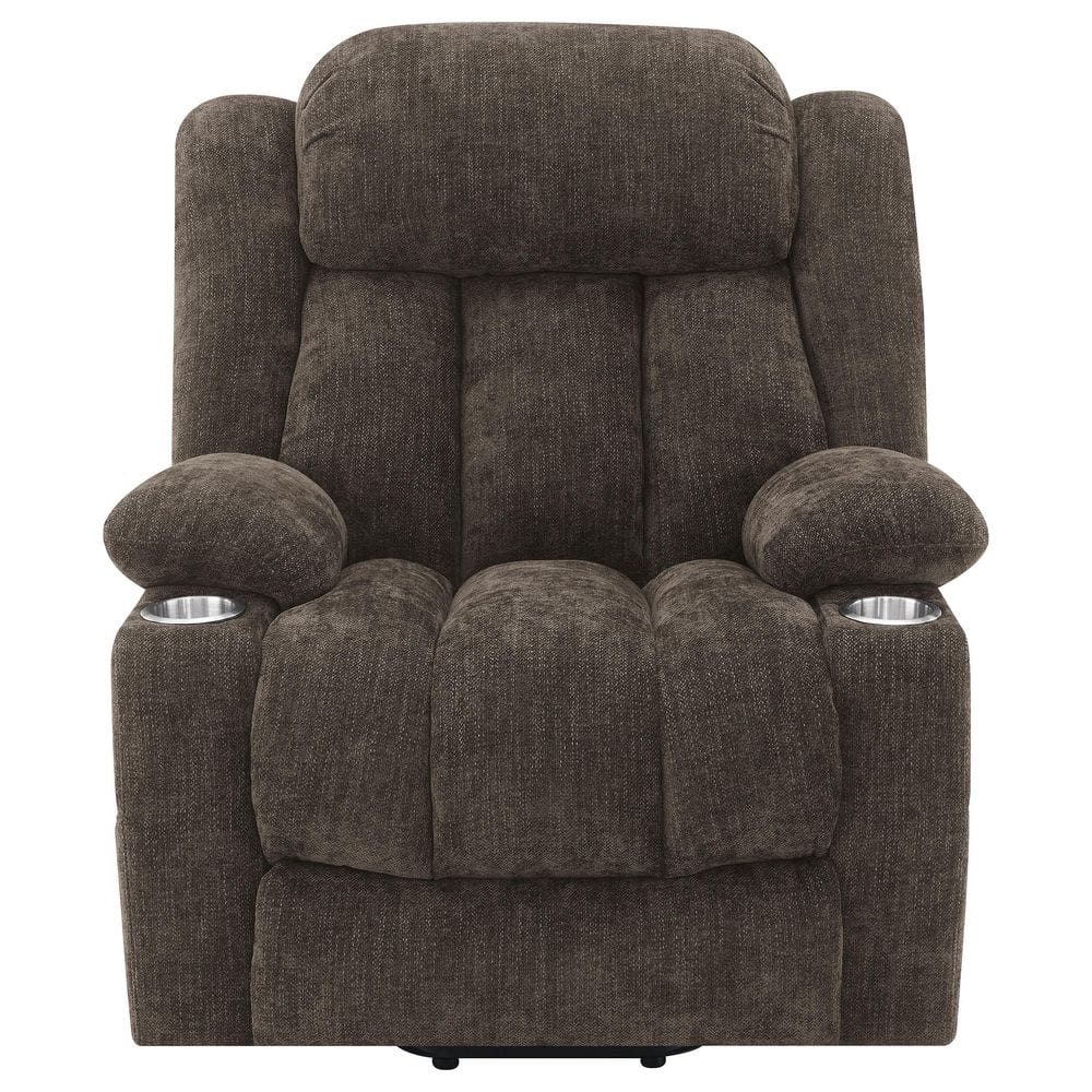 Houston Dark Brown Upholstered Power Lift Recliner Chair