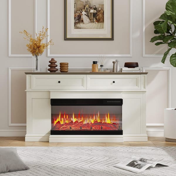 Sizzim 63 in. Freestanding Engineered Wood Electric Fireplace TV