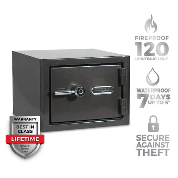 Platinum 1.07 cu. ft. Fireproof/Waterproof Home and Office Safe w/ Biometric Lock, Dark Gray Metallic Finish