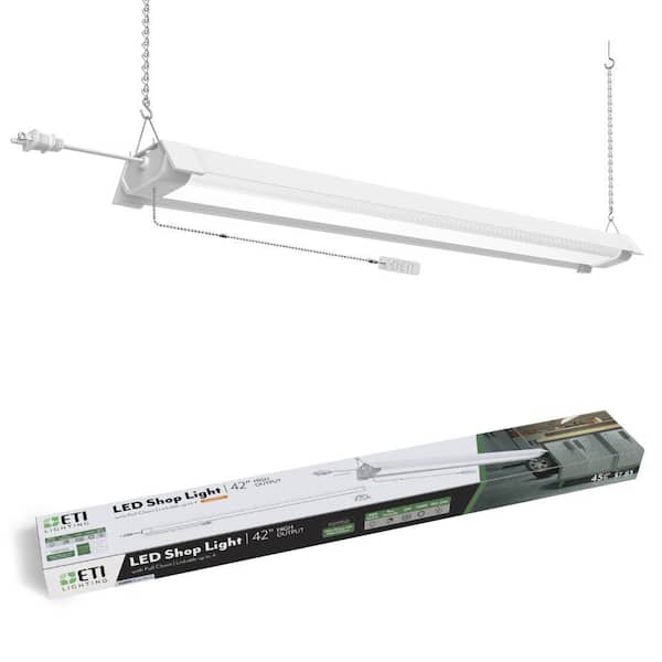 3.5 ft. 65-Watt White Workshop LED Linkable Shop Light with Pull Chain 6200 Lumens 120V Bright White 4000K