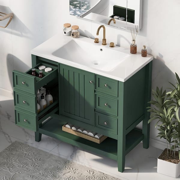 Virubi 36 in. W x 18 in. D x 34.1 in. H Single Sink Bath Vanity in