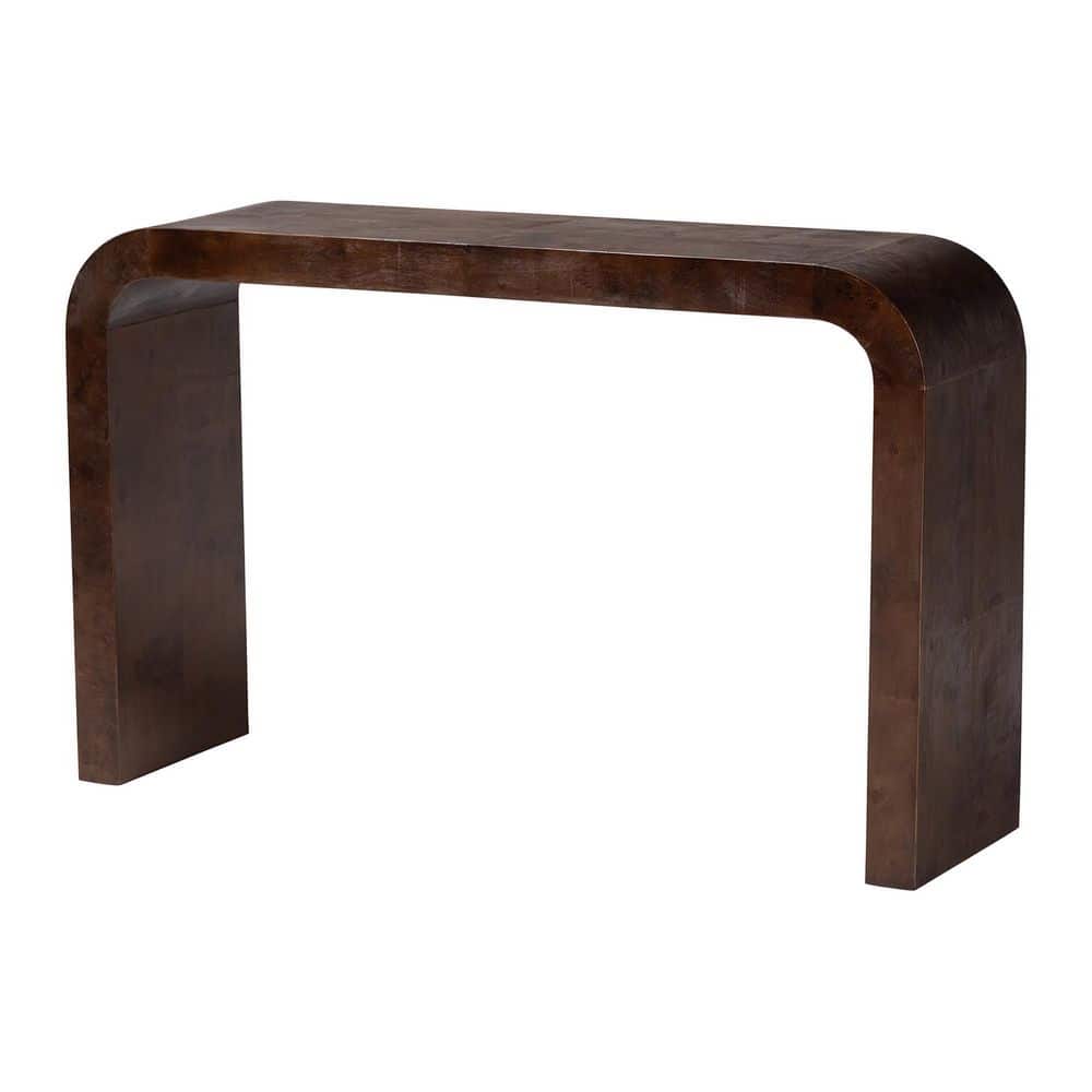 Revelle 51.2 in. Dark Walnut Rectangle Real Burl Wood Console Table