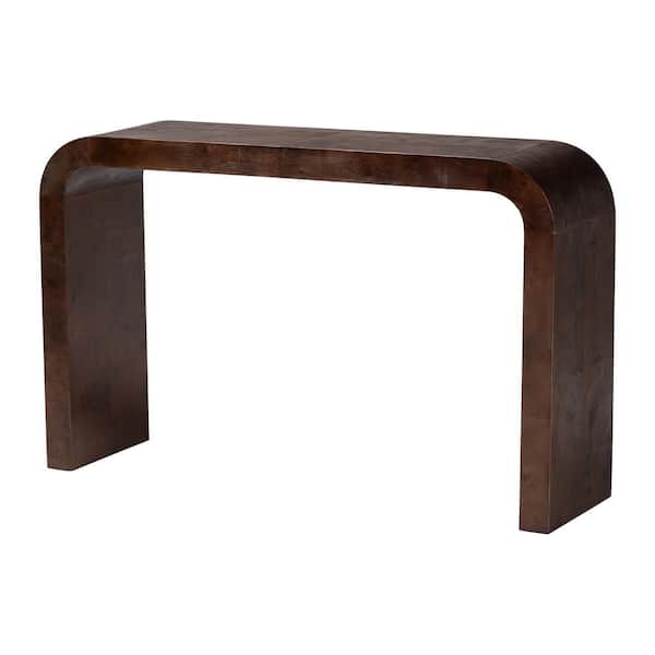 Revelle 51.2 in. Dark Walnut Rectangle Real Burl Wood Console Table