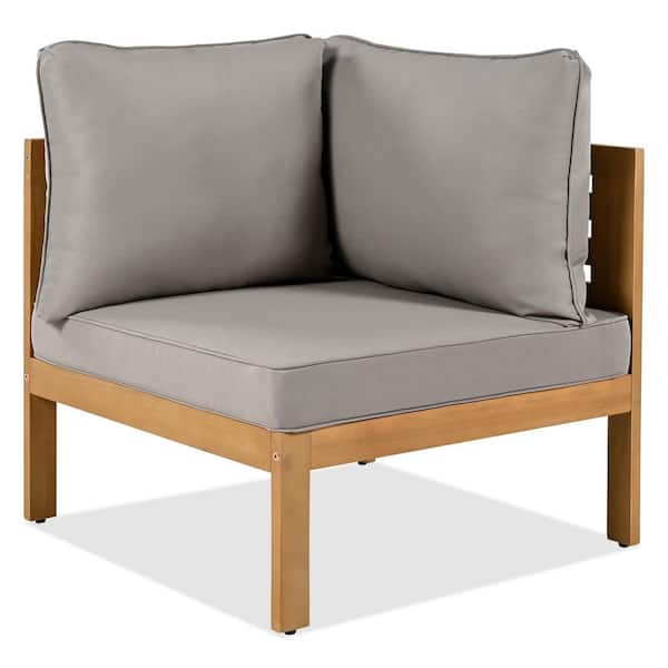 VAMOP Natural Acacia Wood 4-Piece Outdoor Sectional Set with Gray