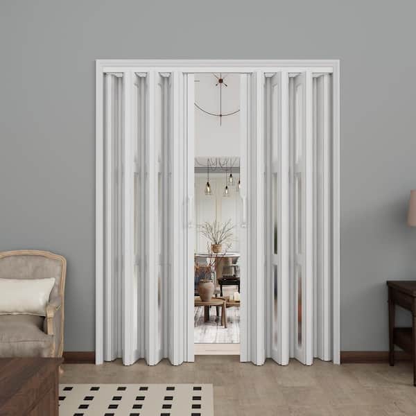 ARK DESIGN 76 in. x 78.75 in. White 3-Lite Imitation Frosted Glass 