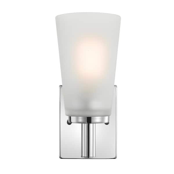 Globe Electric Alyssa 1-Light Chrome Wall Sconce with Frosted Glass Shade