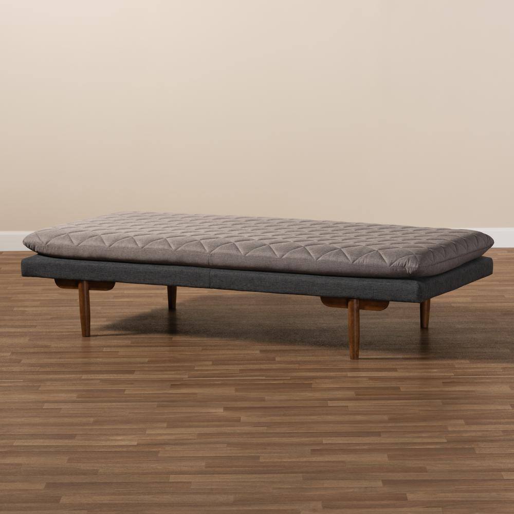 Twin Gray Upholstered Wood Frame Daybed with Tufted Cushion