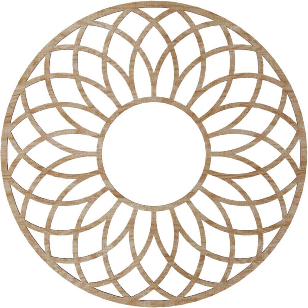 18" Round Unfinished Oak Ceiling Medallion with Pierced Design
