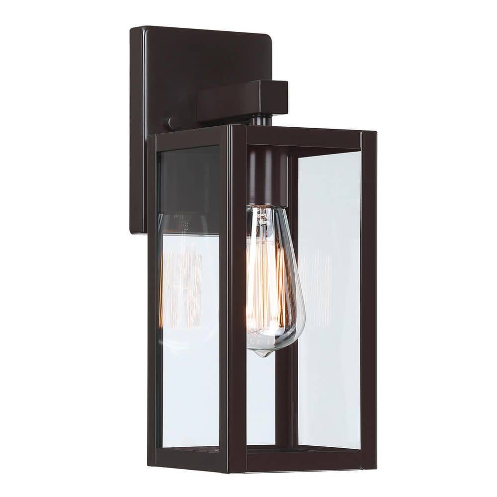 Matte Black 16" Outdoor Wall Lantern with Clear Glass Shade