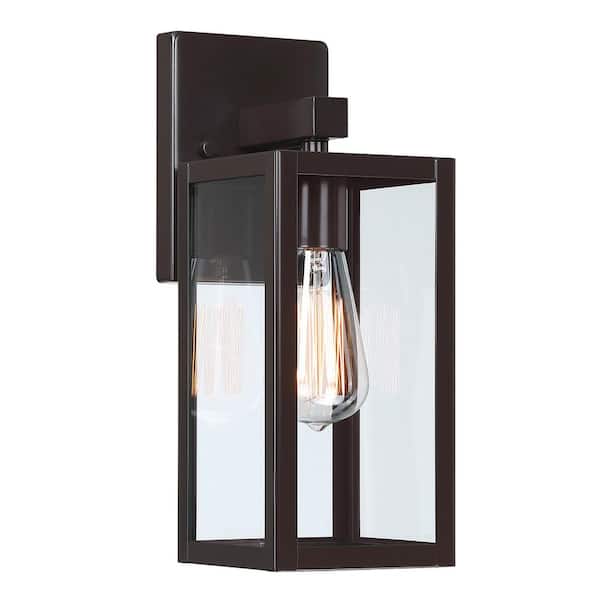 Hukoro Martin 13 in. 1-Light Bronze Hardwired Outdoor Wall Lantern Sconce with No Bulbs Included