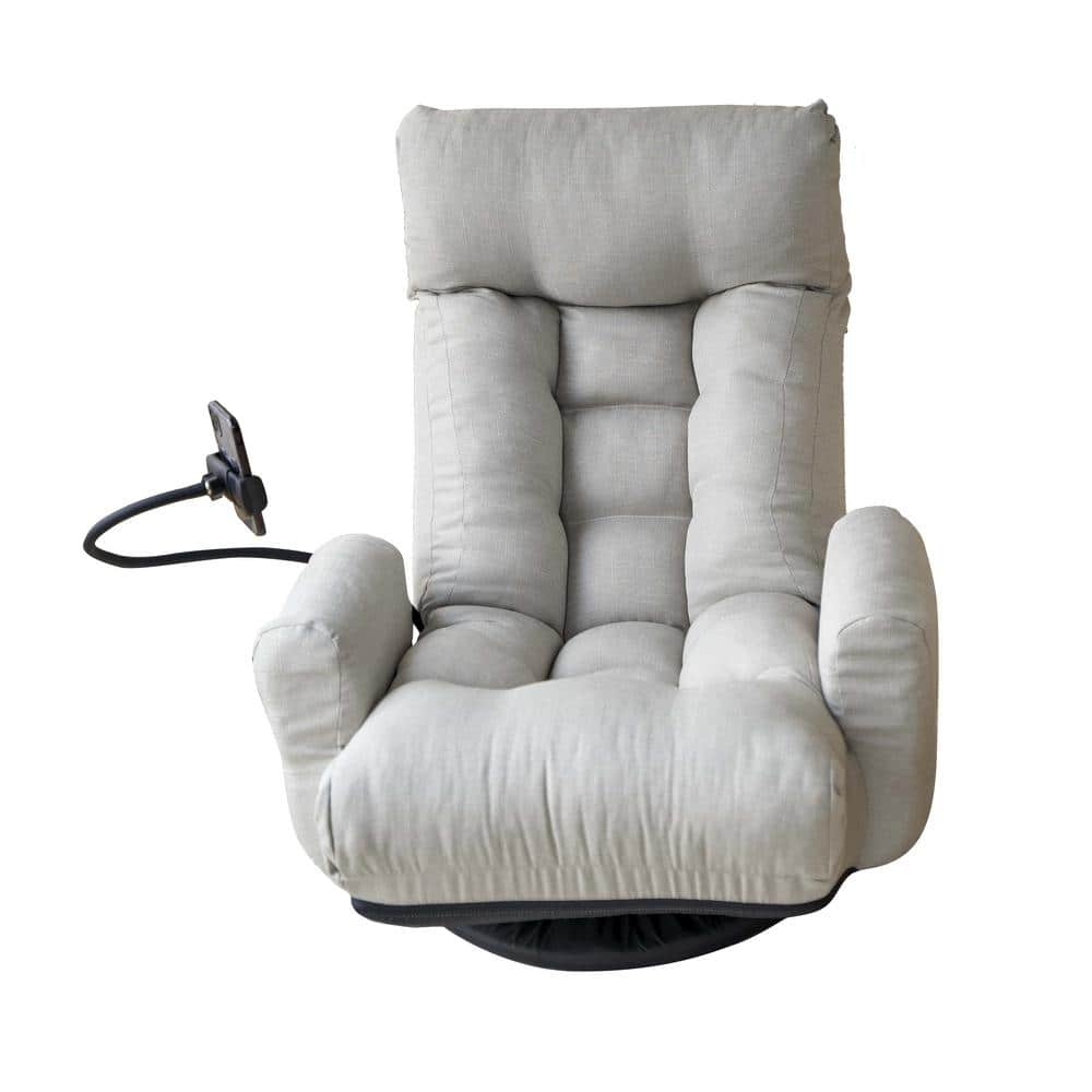 Gray Metal Adjustable Outdoor Lounge Chairs with Cushions, 360 Degree Rotat