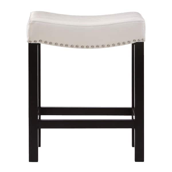 Home Decorators Collection 24 in. Ivory Cushioned Curved Nailhead Counter Stool in Black