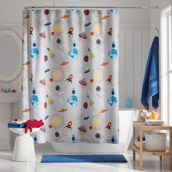 Company Kids by The Company Store Company Kids Space Organic Cotton Percale 72 in. Graphic Shower Curtain