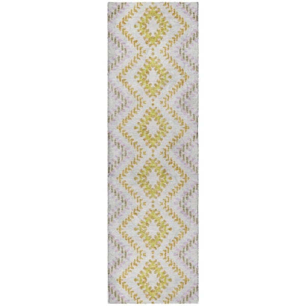 Dream Shag Premium Machine Washable Abstract ADS683 Ivory 2 ft. x 7 ft. Runner Rug