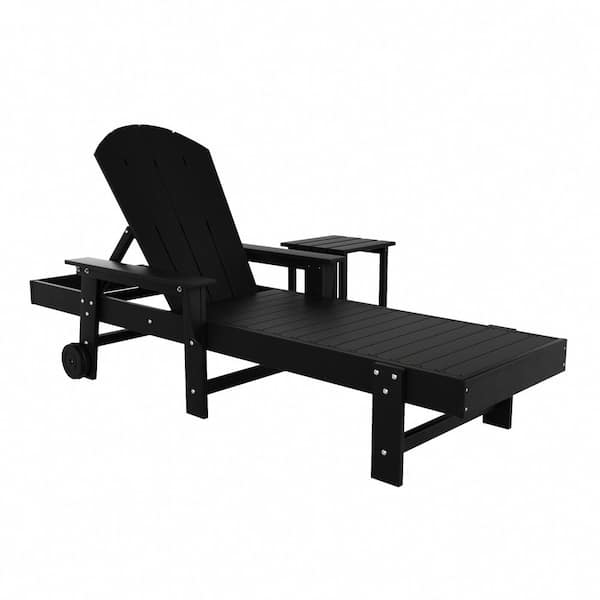 WESTIN OUTDOOR Laguna Black 2-Piece Fade Resistant Plastic Outdoor Adirondack Reclining Portable Chaise Lounge Armchair and Table Set