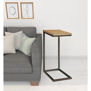 Charlie 10 in. Brown Rectangle Wood End Table