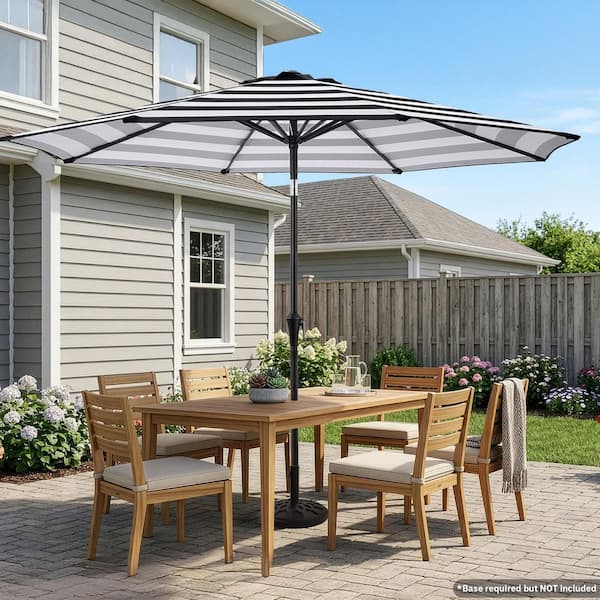 grey striped patio umbrella Safavieh 9 ft. Iris Fashion Line Black & White Sit comfortably under the sun with these Gray Striped 9 Foot Tilting Patio