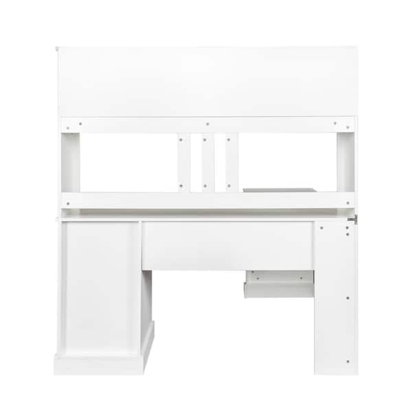 Aoibox 59 in. White Home Office Computer Desk with Hutch SNMX621