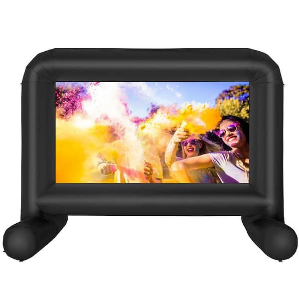 8.53 ft. x 11.15 ft. Pre-lit Christmas Inflatable Movie Projector Screen, Oxford Fabric Blow Up Screen for Outdoor Use
