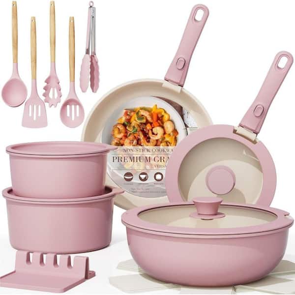 21 Pcs Pots and Pans Set NonStick, Ceramic Cookware Set Detachable Handle,
