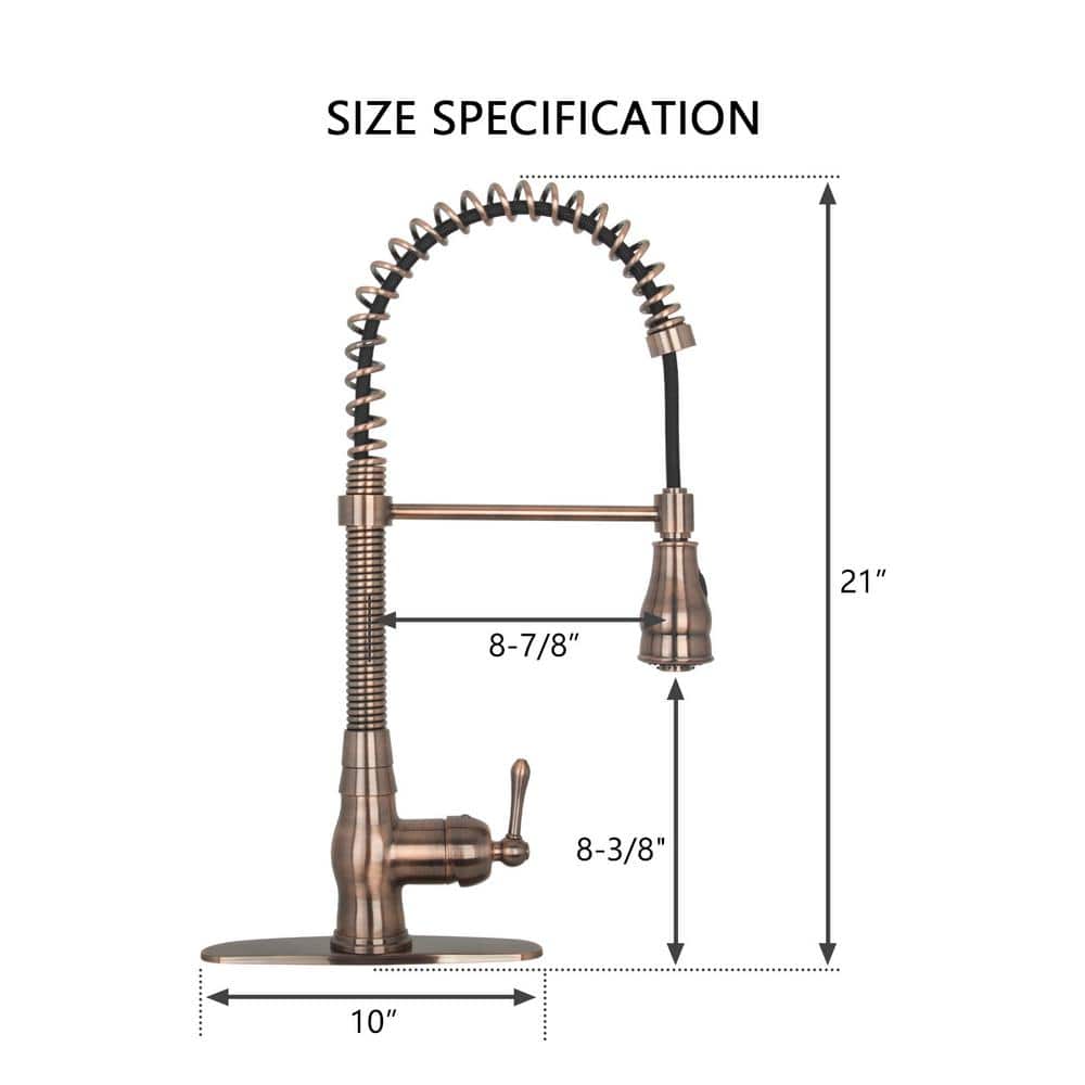 Copper Bronze Pull-Out Spray Kitchen Faucet with Spring Design