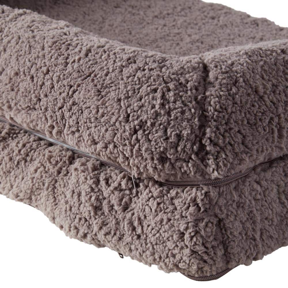 Medium Fossil Sherpa Sofa Style Dog Bed