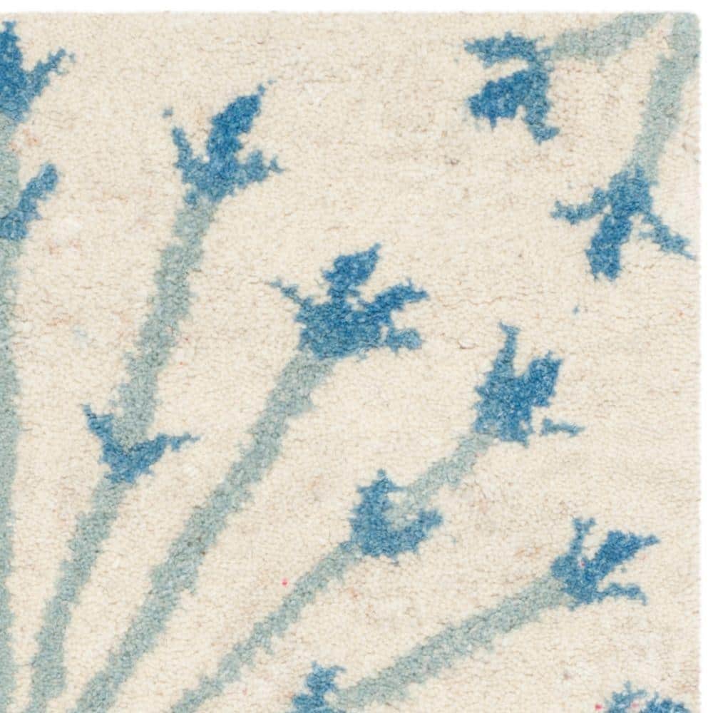 Bella Beige and Blue Hand-Tufted Wool Area Rug