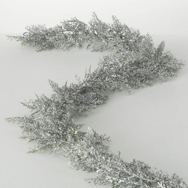 SULLIVANS 6 ft. Artificial Unlit White Bubble Cedar Christmas Garland