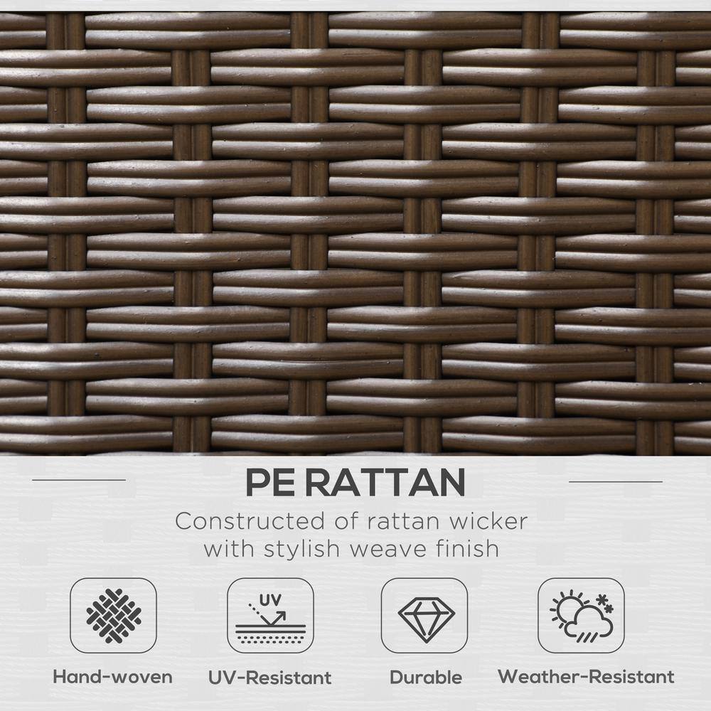 Beige Wicker Outdoor Loveseat with Cushions and Throw Pillows