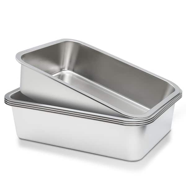 4-Pack 13 L Stainless Steel Commercial Bus Tubs, Heavy-Duty Utility Boxes Without Lid