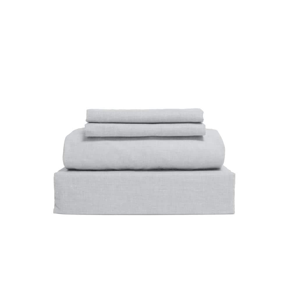 Cool Grey Full 100% Cotton 4-Piece Sheet Set