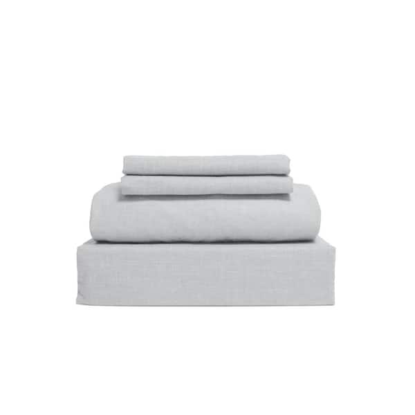 300 Thread Count 4-Piece Cool Grey Solid Cotton Full Sheet Set