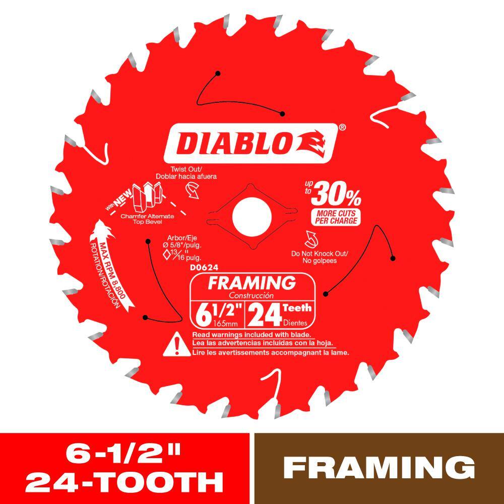 Diablo 6-1/2 Inch 24-Tooth Framing Circular Saw Blade (2-Pack) – Heavy-Duty Wood Cutting