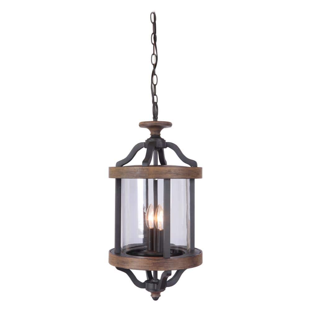 Ashwood Textured Black and Clear Glass 2-Light Outdoor Pendant