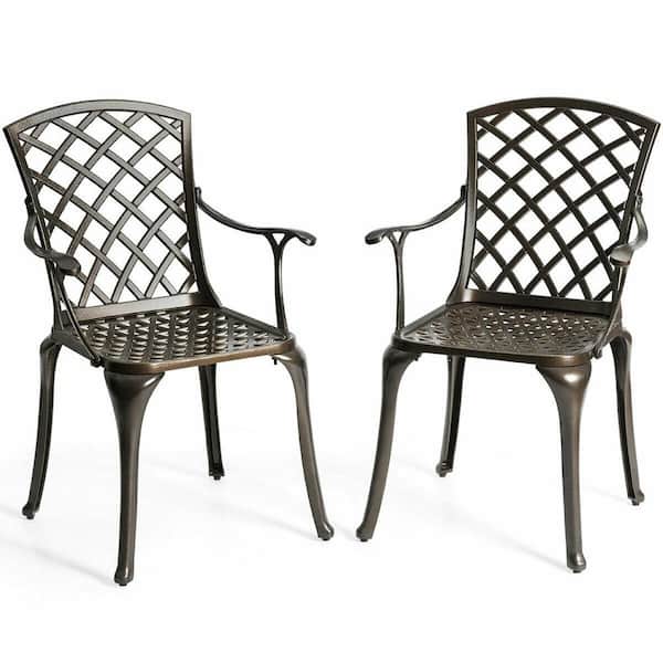 Unbranded Black Aluminum Outdoor Dining Chair (2-Pack)