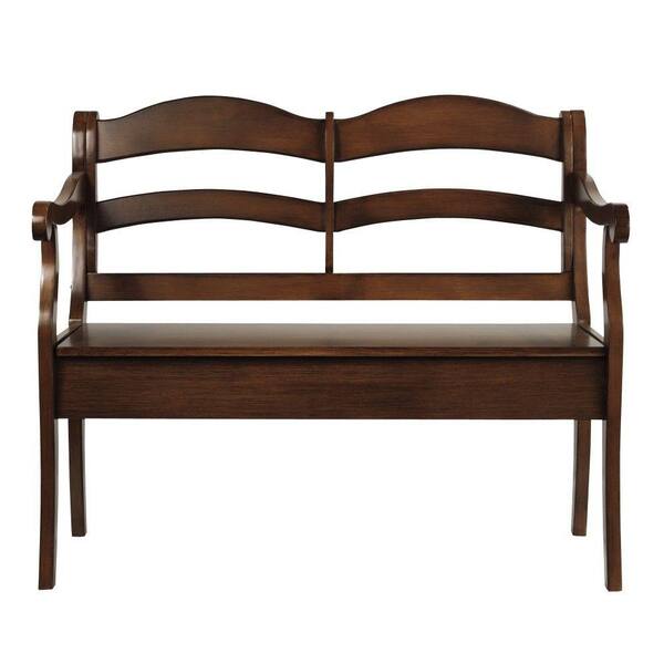 Unbranded Verona 43 in. W Double Bench with Storage in Chestnut