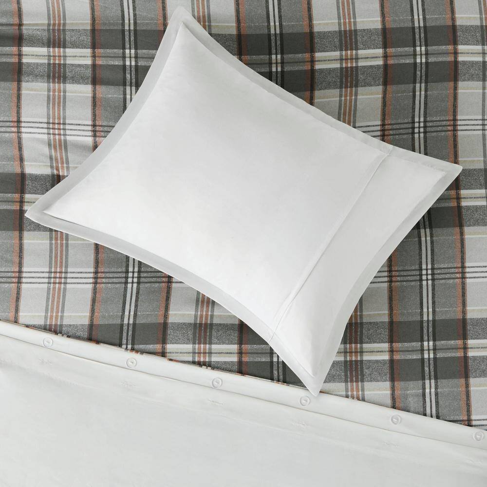 Tan and Gray Plaid Cotton Full/Queen Duvet Cover Set