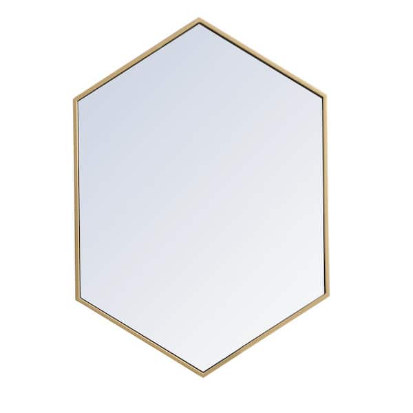 Unbranded Medium Irregular Brass Modern Mirror (34 in. H x 24 in. W)