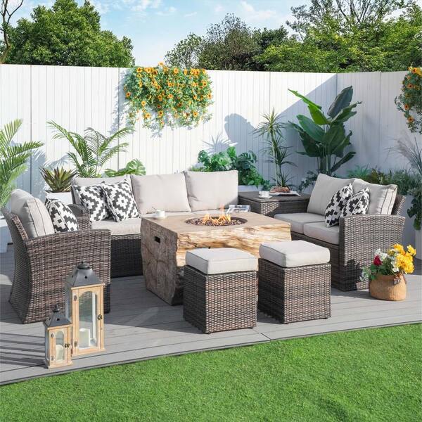 Corner fire pit set top