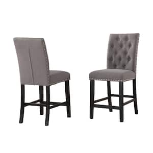 Lidia Gray Linen Fabric Counter Height Dining Chairs (Set of 2).