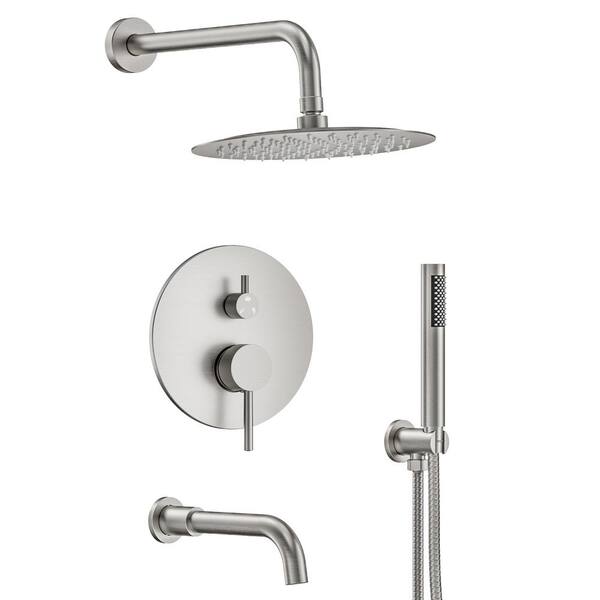 CRANACH 10 in. Wall Mount Shower Head Single Handle 1Spray Tub and Shower Faucet 2.5 GPM in
