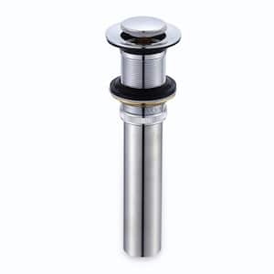 1-1/2 in. Brass Bathroom and Vessel Sink Push Pop-Up Drain Stopper with No Overflow in Chrome