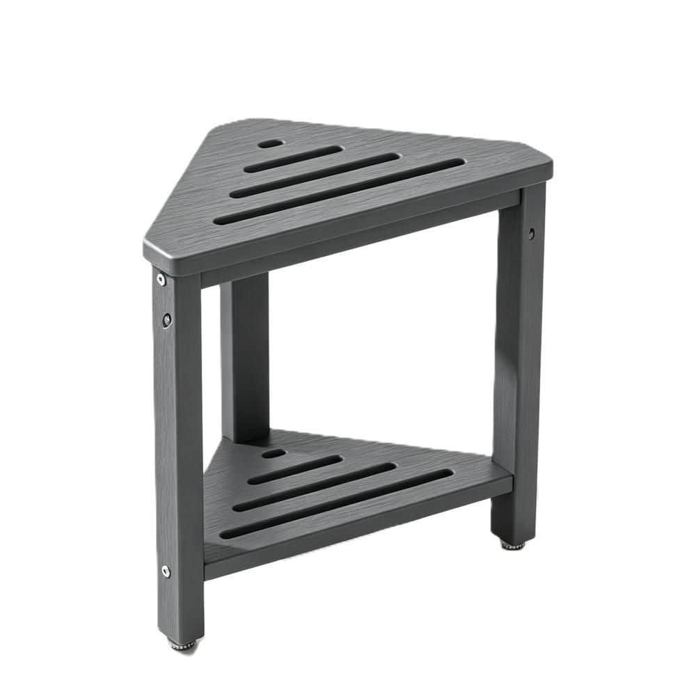 15 in. W HDPE Shower Foot Rest in Gray, Corner Shower Stool for Shaving Legs with Storage Shelf, Corner Shower Bench price history on PriceWatchPro