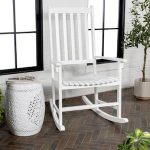 Seagrove Farmhouse Classic Slat-Back 350 lbs. Support Acacia Wood Outdoor Rocking Chair, White